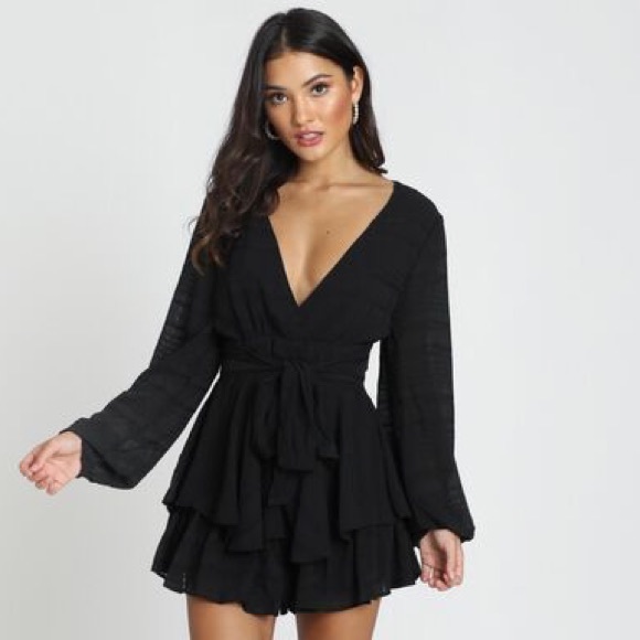 NWT Black Hamilton Playsuit Romper Showpo - Picture 1 of 10
